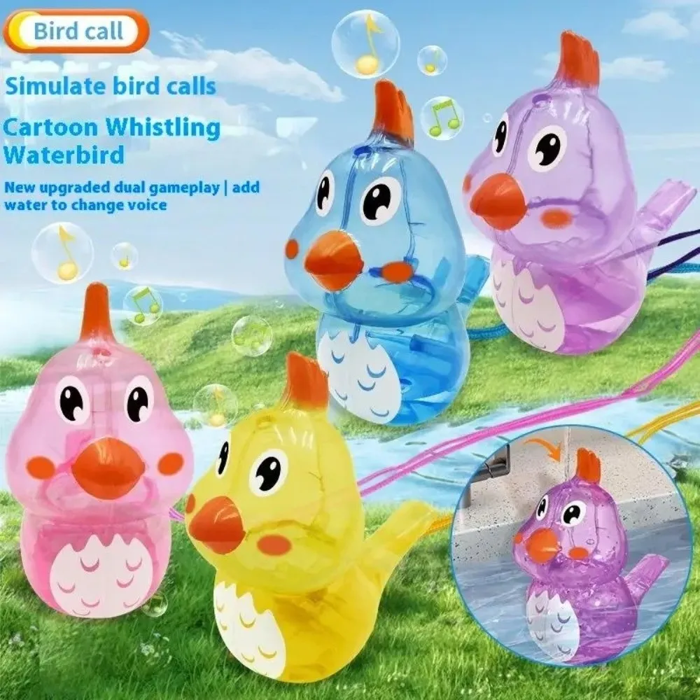 Novo com cordão água pássaro apito adicionar água multicolorido warble apito dos desenhos animados pássaro apito aprendizagem precoce presente