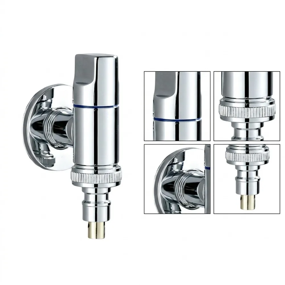 Leak Resistant Copper Washing Machine Shut Valve with 90 Degree Rotation Mirror Plated Scratch Resistant Finish