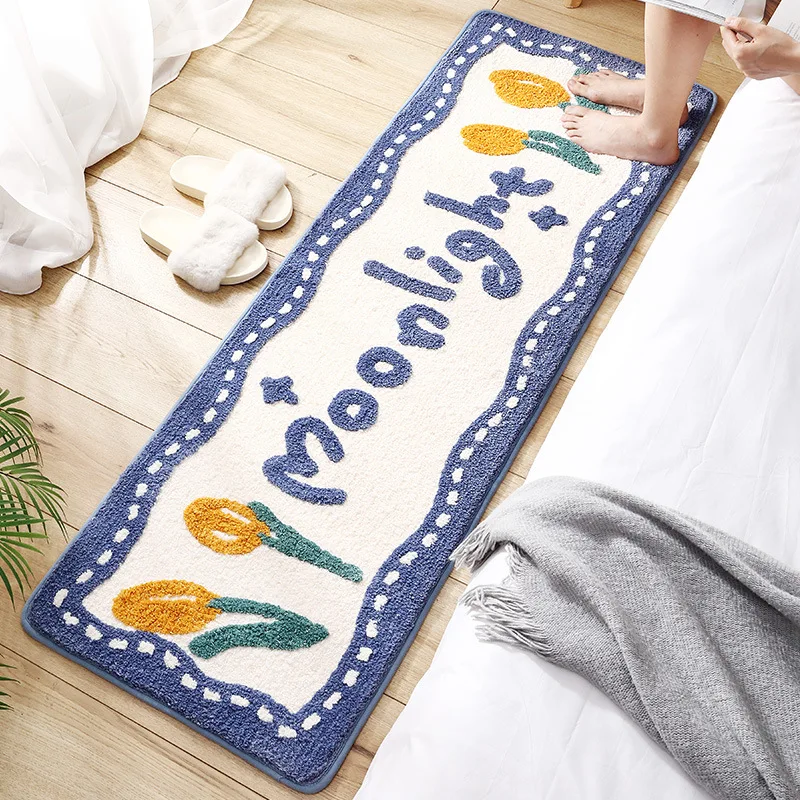 

Cartoon Bedroom Long Carpet Thickened Flocking Bedside Rug Children's Room Plush Floor Mat Bay Window Mat