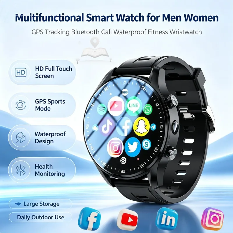 Unisex Fitness Smart Watch Men Women Multi-App Support Bluetooth Call Large Storage Fitness Tracking Running Sports Wristwatch