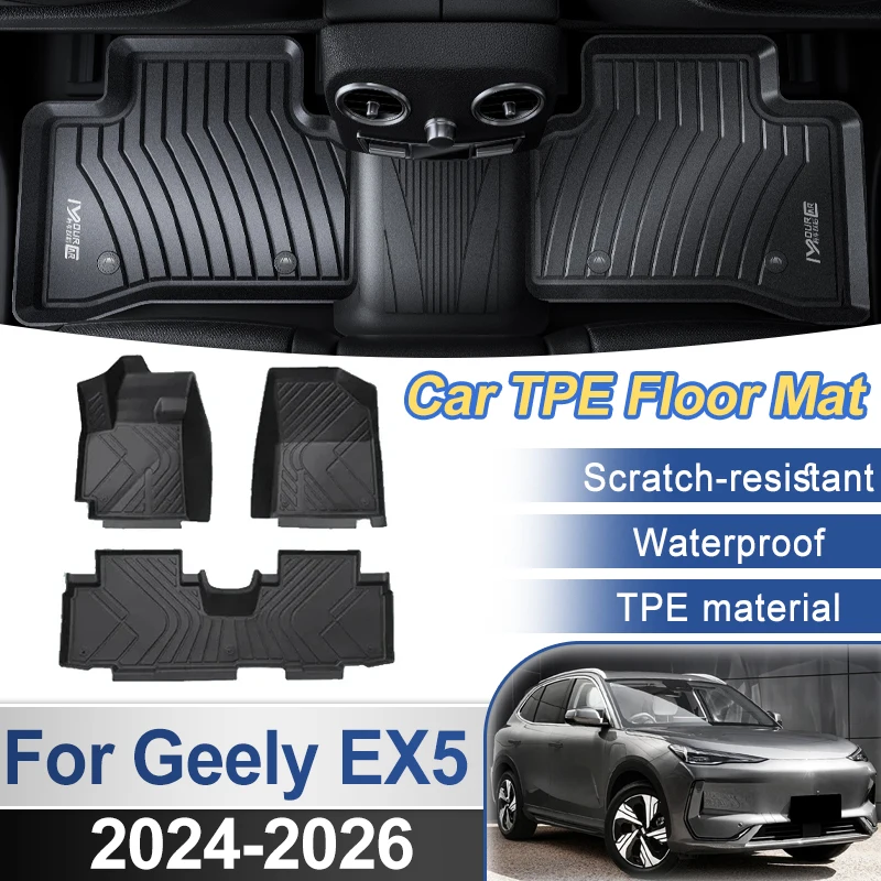 

Car Floor Mat For Geely EX5 Galaxy E5 2024 2025 2026 LHD Waterproof Mud Carpet Foot Full Pad Easy Clean TPE Material Accessories