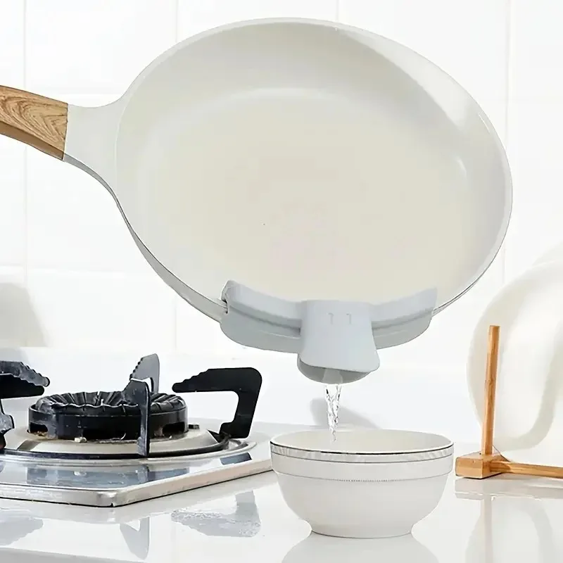 Sartenes de drenaje de pico de pato antiderrames de silicona, olla a prueba de fugas con borde de boca redonda, Deflector de líquido, embudo, herramienta de cocina de desviación de sopa