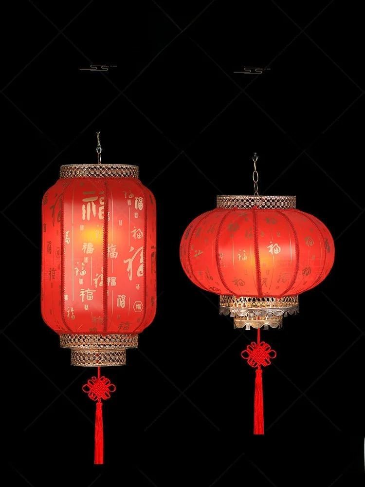 

Street Sle round Lanterns Leather Material Waterproof Tea House Outdoor Ancient Red Lanterns Printed Advertising Lanterns