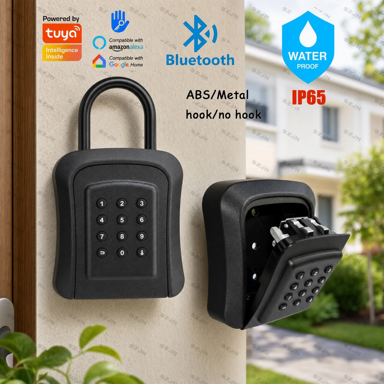 Smart Key Lock Box TTLock Tuya App Control Bluetooth Passcode Waterproof Wall Mounted Security Key Safe For Airbnb