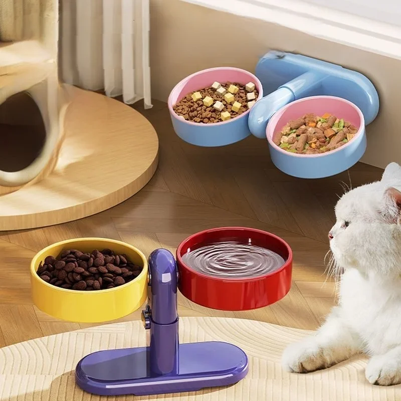 Pet Adjustable Height Feeder Elevated Dog Bowls Tableware Feeding And Water For Small Breeds Cats Feeding Watering Supplies