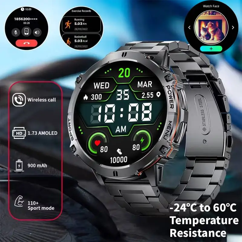 X3 High-Quality Smart Watch 1000mAh Battery 100 Days No-Charge 10M Waterproof with Blood Oxygen Recorder And Compass