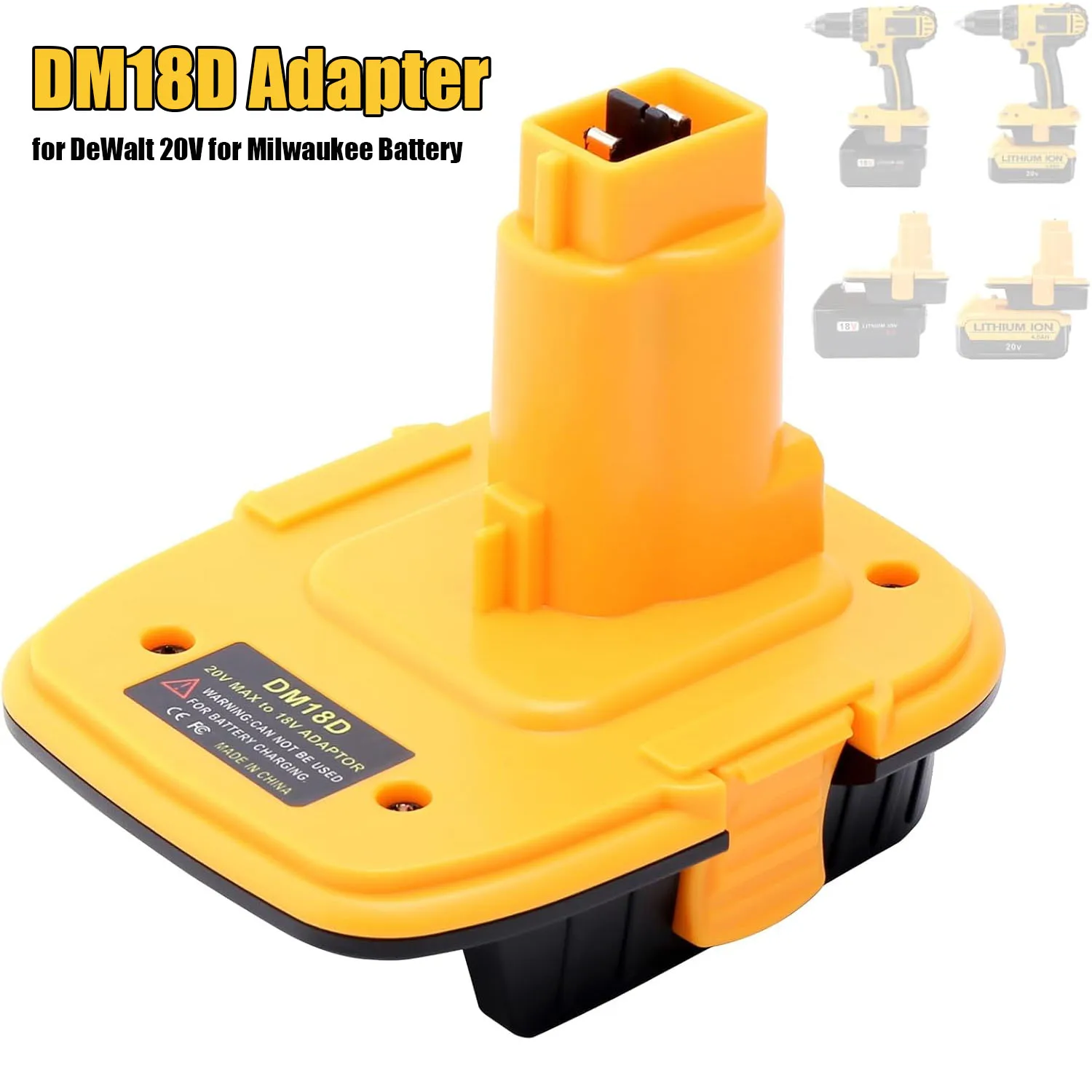 

Battery Adapter DM18D with USB Convert for DeWalt 20V & for Milwaukee M18 Lithium Battery to NiCad & NiMh Battery Tools