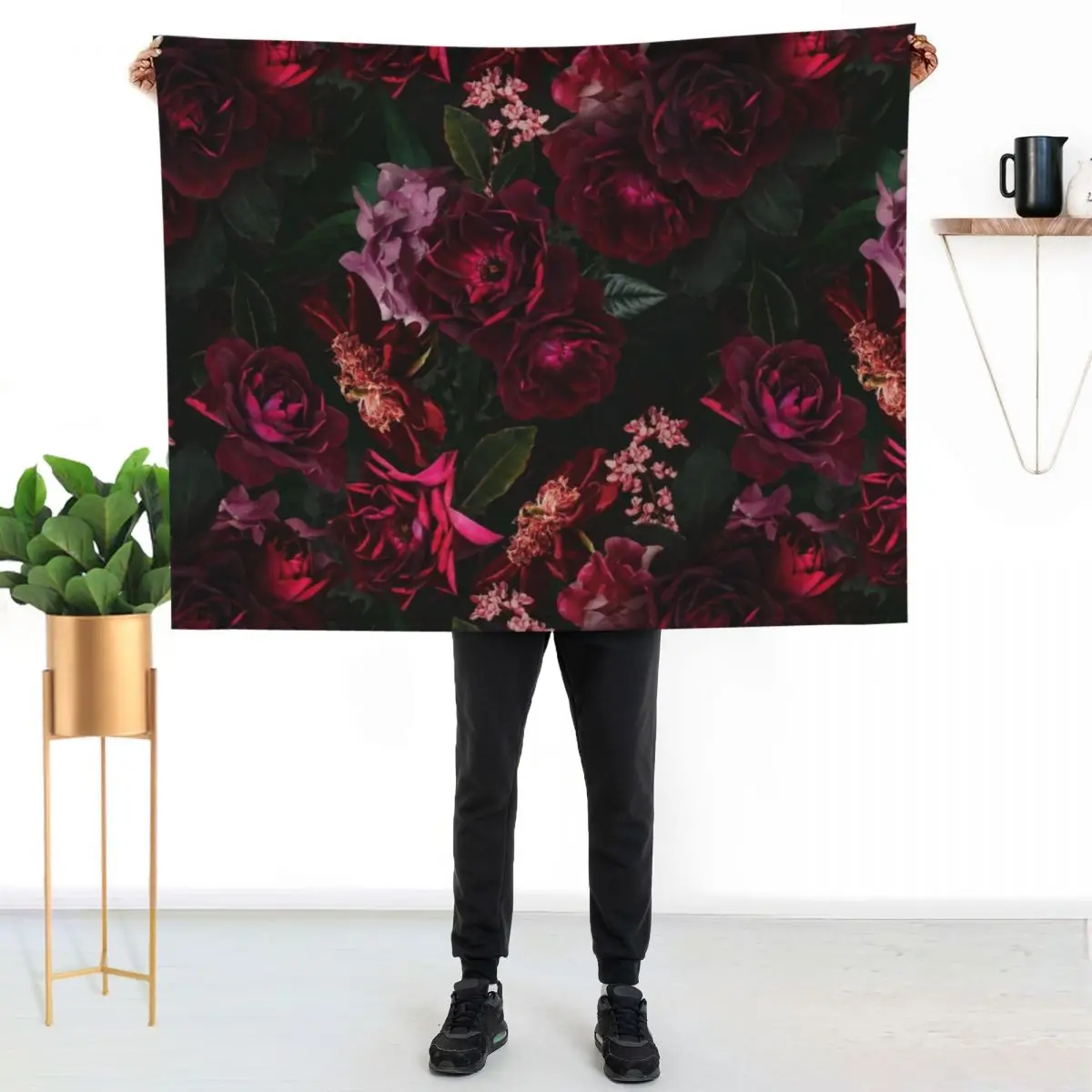 Antique Midnight Botanical Flower Rose Garden Throw Blanket cosplay anime Hairys Flannel Soft Plaid Custom Furrys Blankets