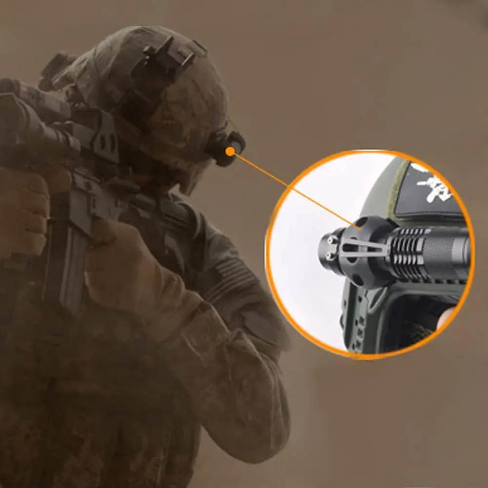 BOOIU Helmet Flashlight Mount Clip Tactical Helmet Flashlight Clamp Adaptor for Fast Mich Helmet Accessories Rail Groove Holder