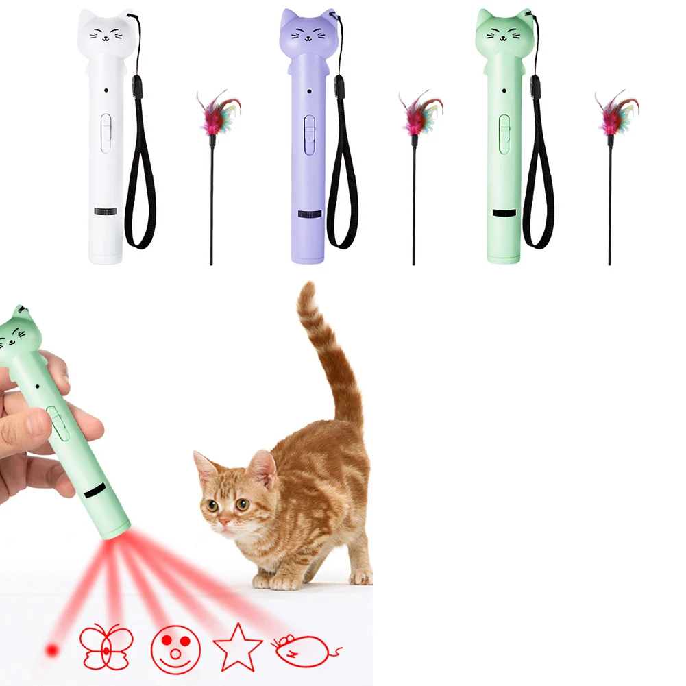 Pattern Projection Cat Toy 5 Modes Cat Interactive Toys Multifunction Laser Pointer Cat Toy for Kitten Training Exercise