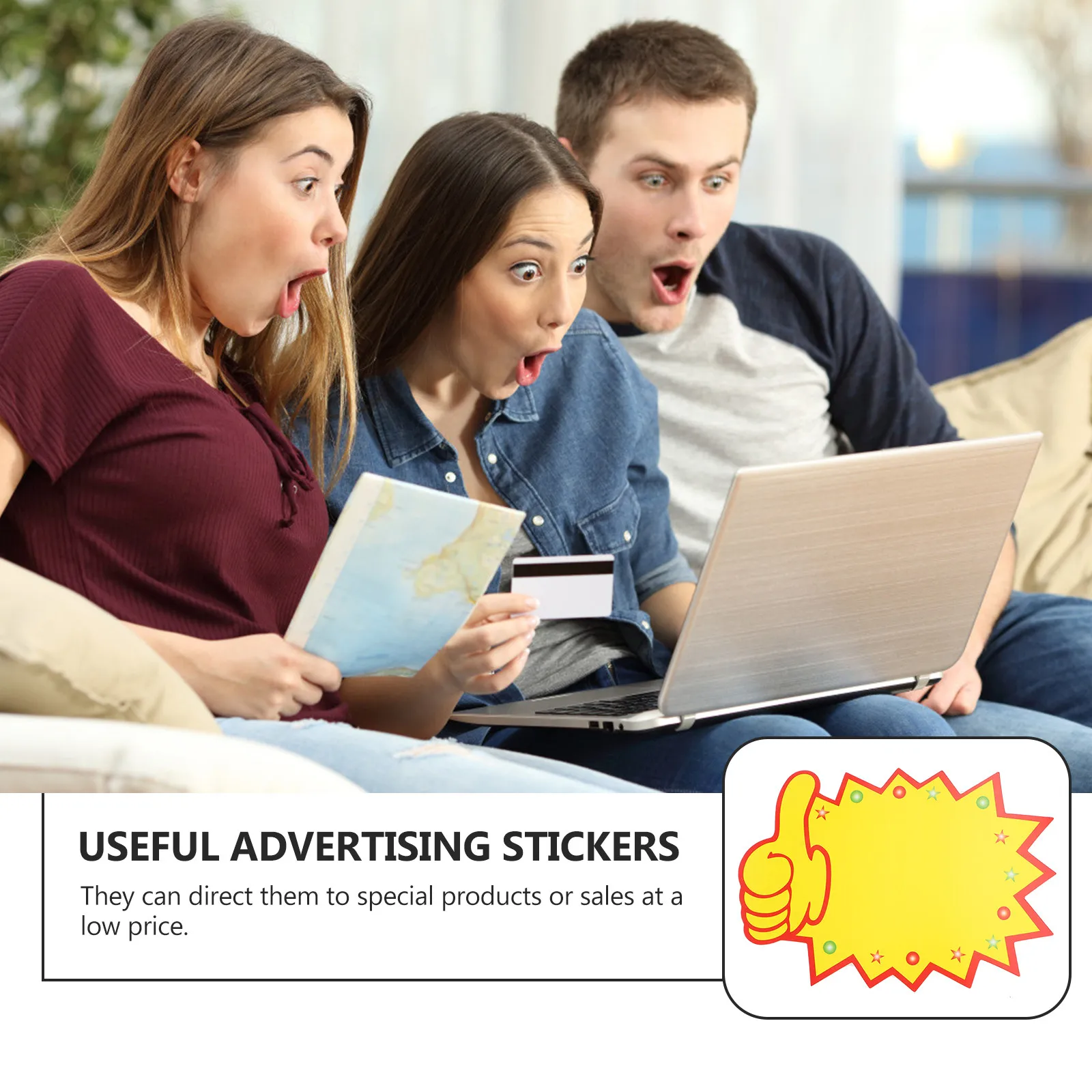 

100Pcs Advertising Stickers Promotional Price Tags for Retail Business Sale Events Shop Market Garage Sale School Carnival