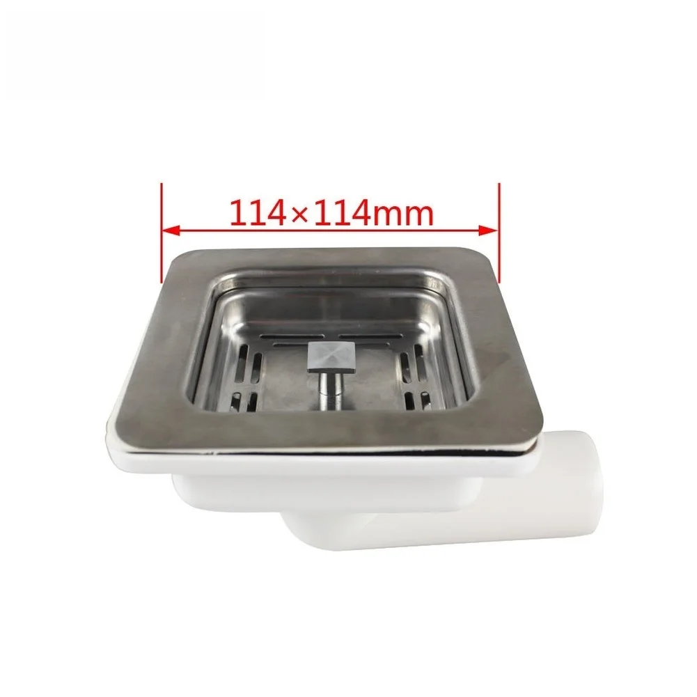 Square Kitchen Sink Strainer 114x114mm Stainless Steel Drain Filter Basket For Home Bathroom Plumbing Fixture Accessories