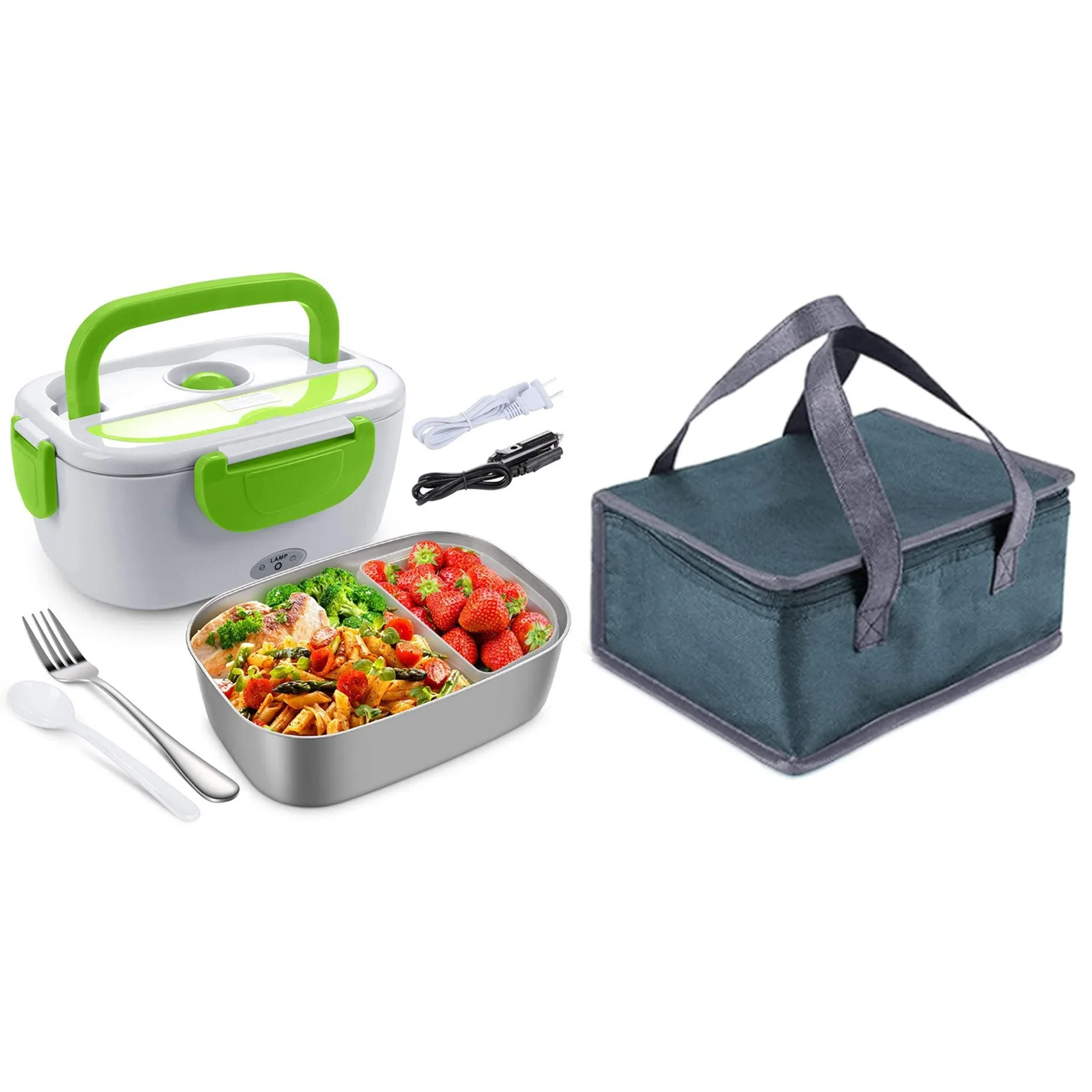 Electric Lunch Box for Car,Home,Office-Portable Food Warmer Heater Lunch Box with Stainless Steel Container US Plug