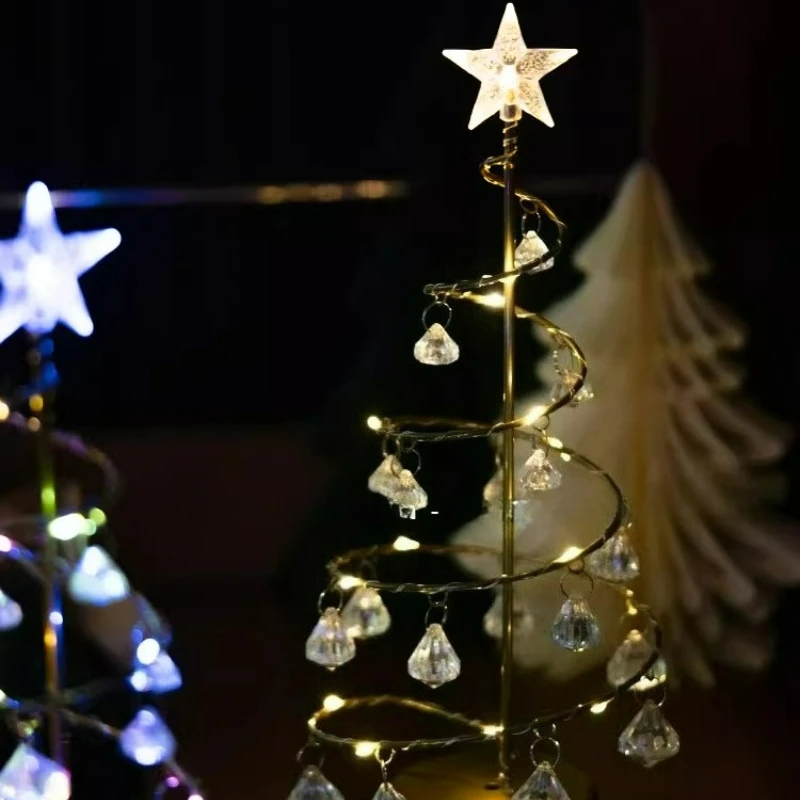 

Скандинавские ins такие же ретро Рождественская елка ночник хрустальный звездный свет украшение для спальни девушки атмосфера световые украшения