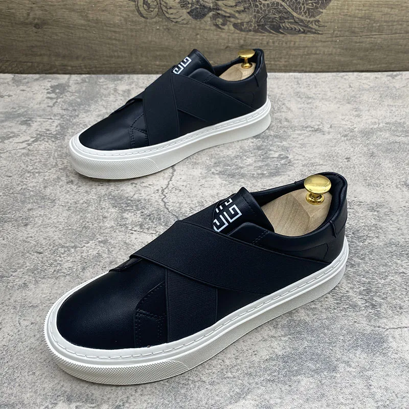 أحذية رجالية عصرية سهلة الارتداء من الجلد، مريحة ومتعددة الاستخدامات، أحذية رياضية كاجوال بكعب مسطح، متنفسة بمقدمة مستديرة لل... #2