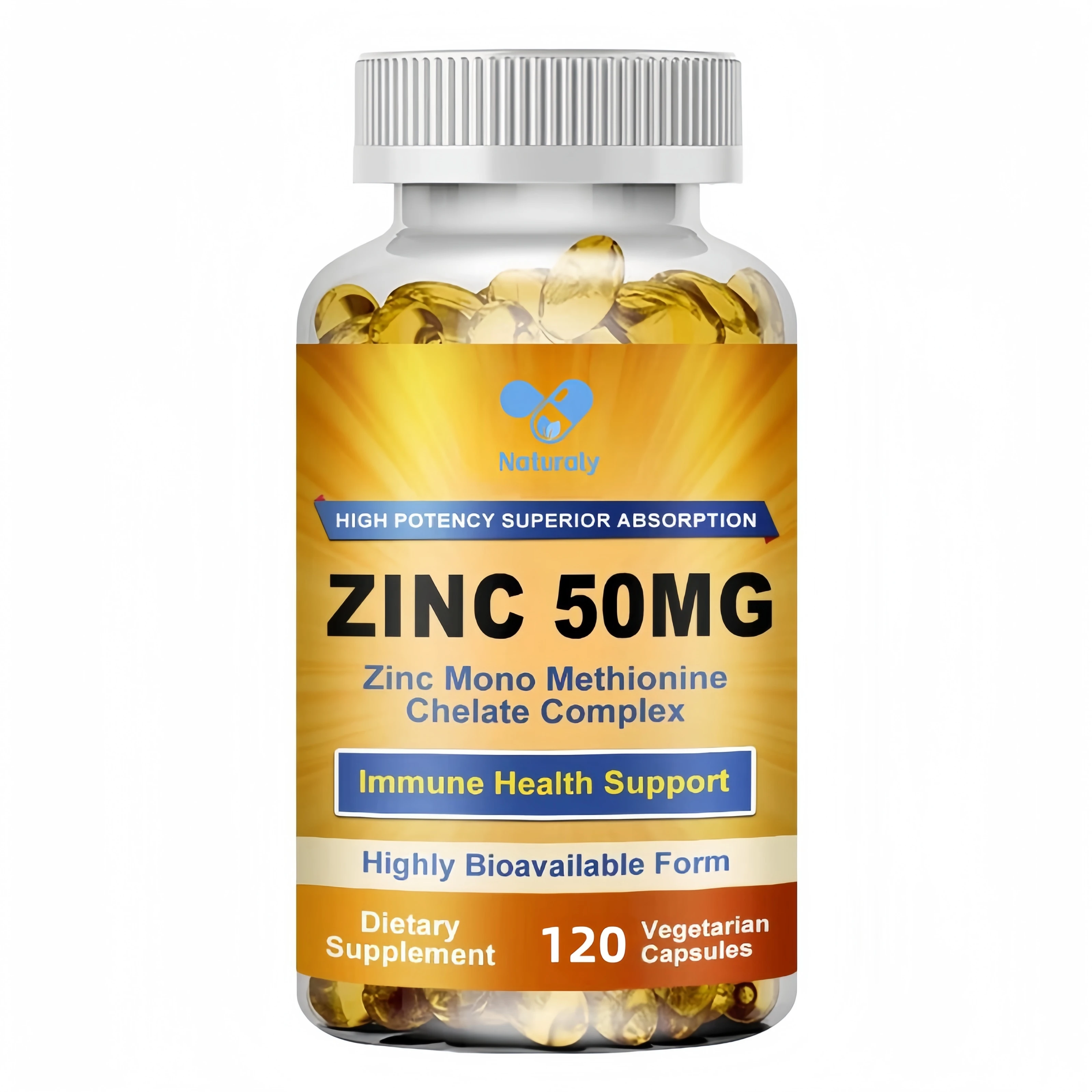 Zinc Capsules Support The Body's Immune Defense, Ultra Absorbable, Non-GMO, Gluten-Free, 120 Vegetarian Capsules