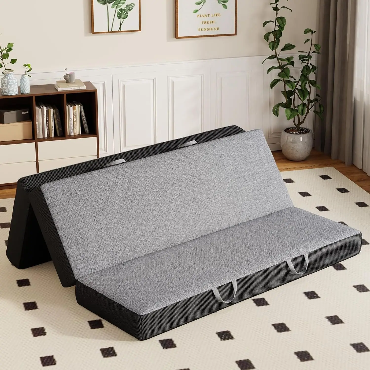 

Тройной складной матрас King Size — 6-дюймовый складной матрас для автодома/кемпинга/путешествий/гостевой комнаты/йоги, тройной складной пенопласт с эффектом памяти