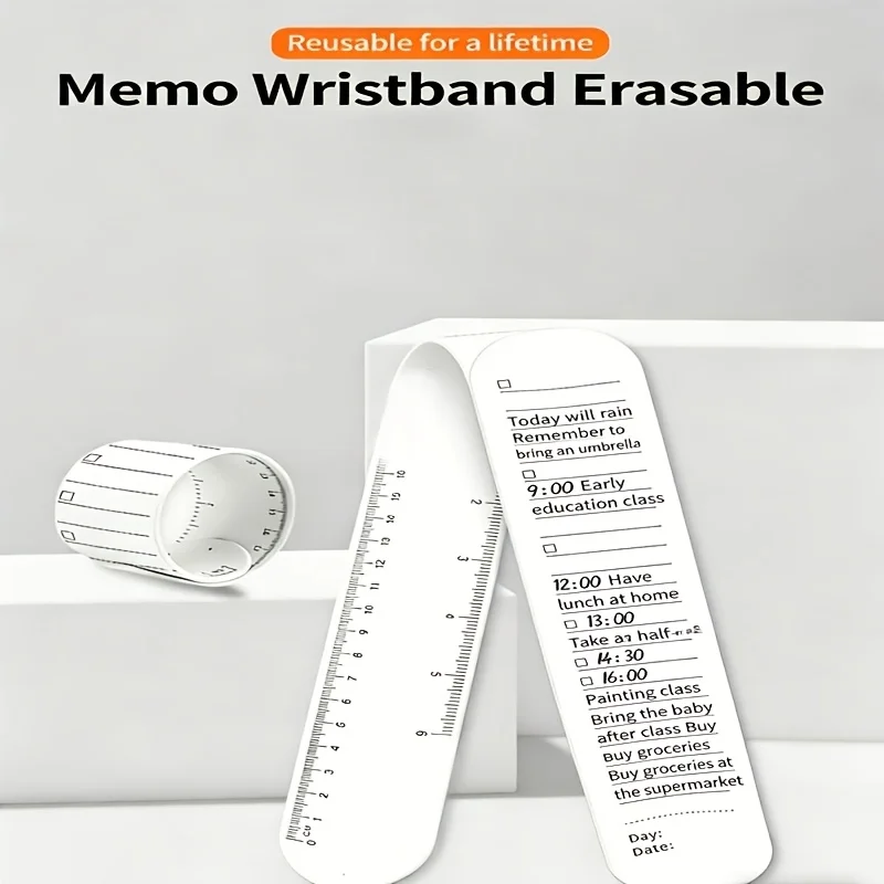 1/3Pcs Erasable Slap Wrist Notebook Reusable Faux Leather Bracelet With Ruler Soft Grid Notepad for Nurse Teacher Outdoor Staff