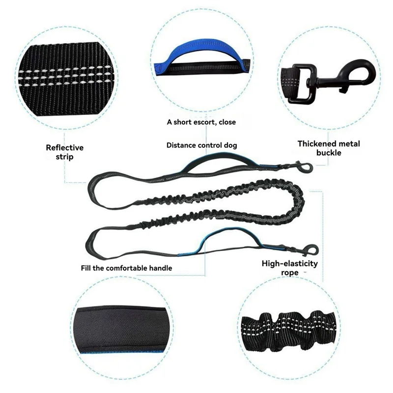 XSXS-Elastic Waist Retractable Dog Leash With Reflective Strap For Running Walking Dog Traction Rope Pet Products Belt