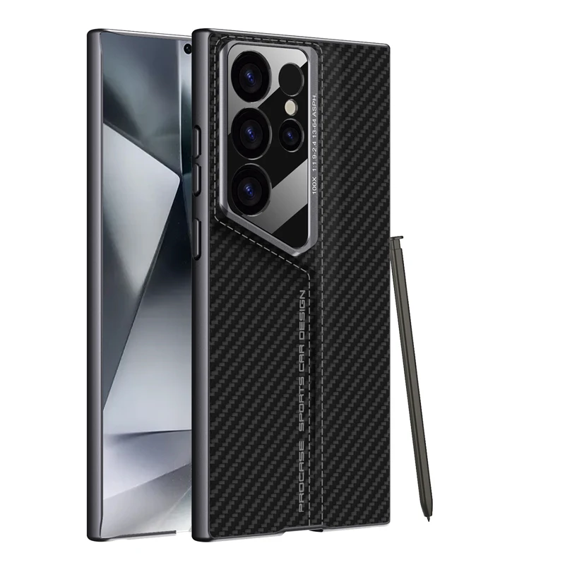 For Samsung Galaxy S24 S23 Ultra Case GKK Blade Super Thin Plain Leather Skin Feel Camera Lens Protection Slim Cover