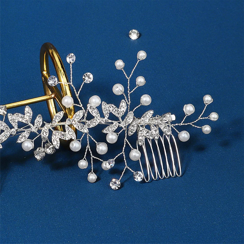 

Bridal Pearl Hair Comb Rhinestone Wedding Hairpiece Metal Hair Accessories for Bride Party Banquet Wedding Supplies
