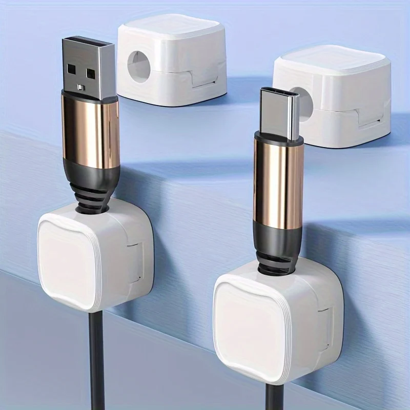 6/18pcs Magnetic Cable Clip Organizer Self-Adhesive Cord Holder Anti-Slip Desktop Cable Management Hidden Charging Cable Support