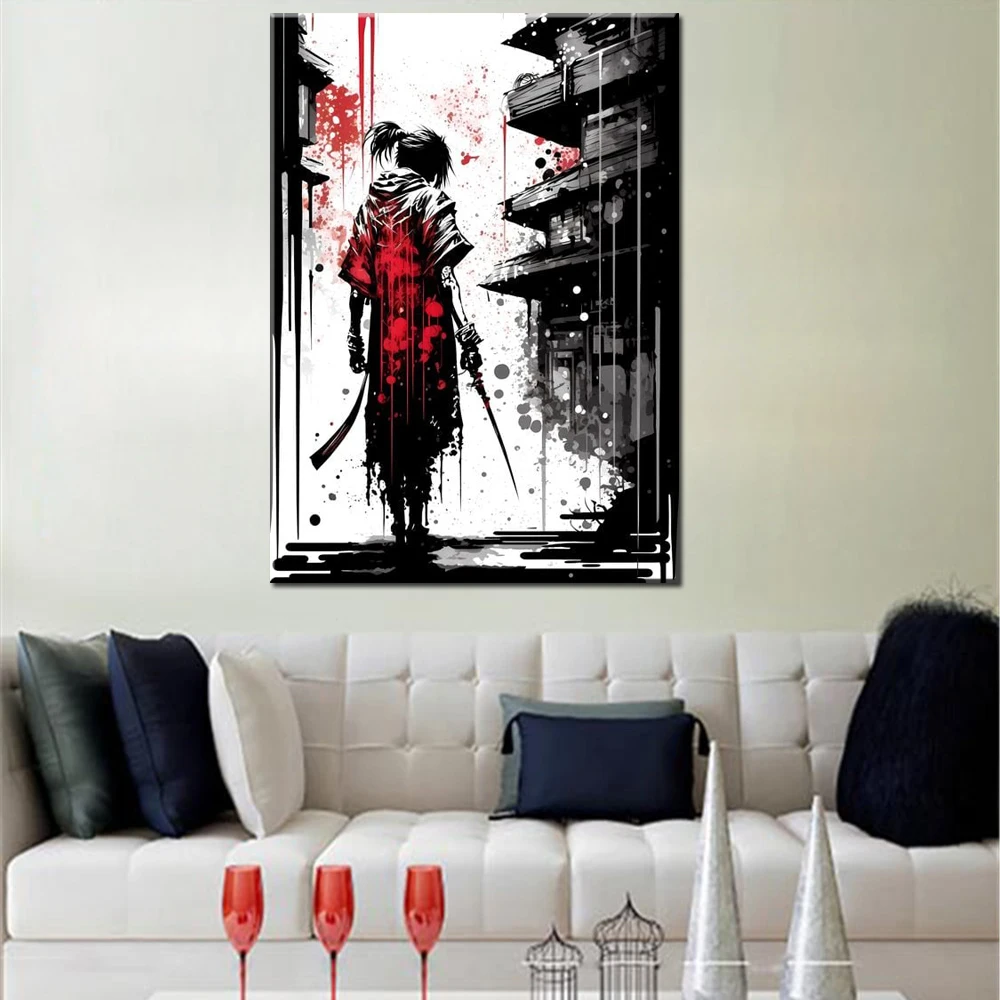 

Canvas Wall Arts Poster Painting Geisha Samurai Inky Japanese Kenshi Female News Sexy Nature Woman Interior Home Decor Picture