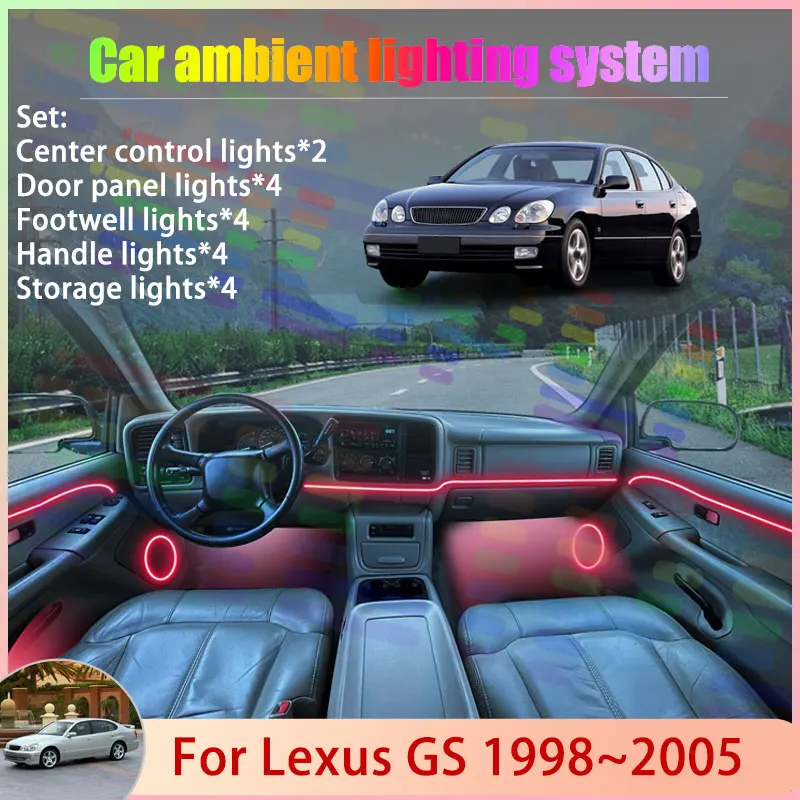 

For Lexus GS S160 MK2 1998~2005 2/18 in 1 Car Atmosphere Light Lamp RGB Shade Ensemble Streamer Atmosphere Set Auto Accessories