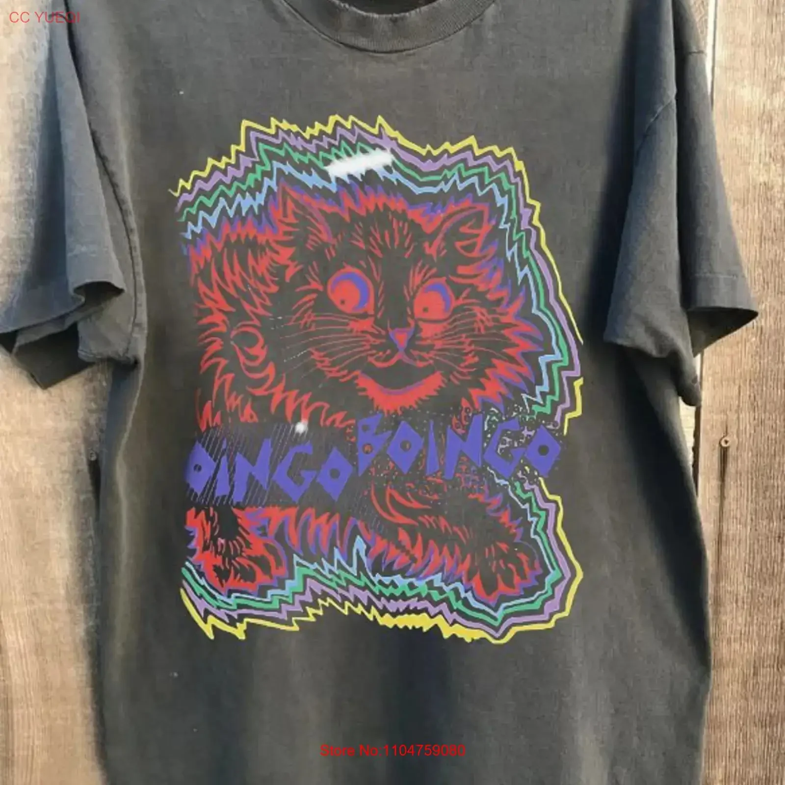 Oingo Boingo Band T Shirt Charcoal KH17819 vintage Washed Top For Everyday Wear homme Slightly fashion graphic Casual