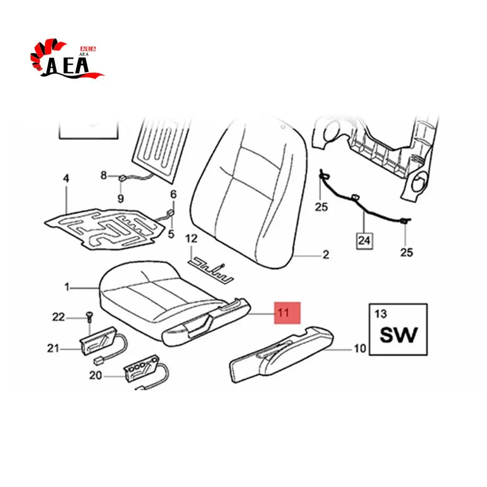 

AEA0-39802015 Front Power Seat Left Side Switch Panel Trim Cover For Volvo S80 XC90 V70 S60