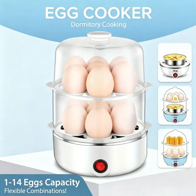 Dual-Layer Microwave Egg Cooker, BPA-Free Rapid Egg Boiler with