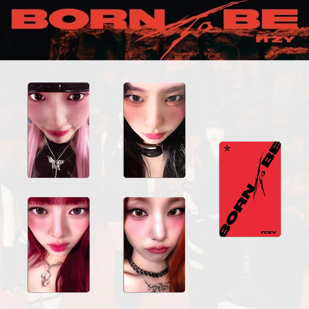 Imagem -02 - Cartões Itzy Idol Lomo Novo Álbum Nascido para Ser hd Cartões Fotográficos Impressos Yeji Lia Ryujin Chaeryeong Presentes da Coleção Yuna Fans Conjunto 4pc