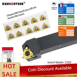 Herramientas de torneado de hilo externo SER2020K22 SER2020M22, cortador de torno, insertos de carburo 22ER, juego de soporte CNC, 1 ud.