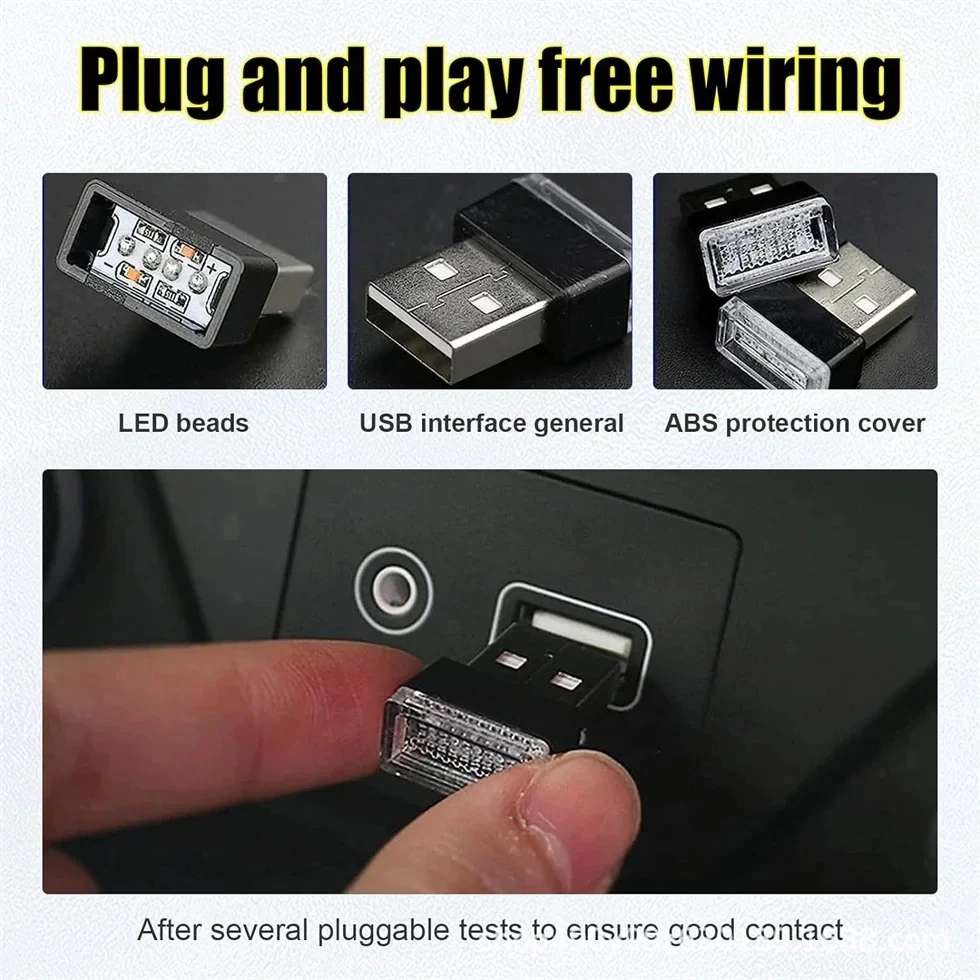 미니 Usb 라이트 룸 모델링 자동차 주변 번호판 램프 네온 인테리어 자동 장식 룸 환영 ... - 4