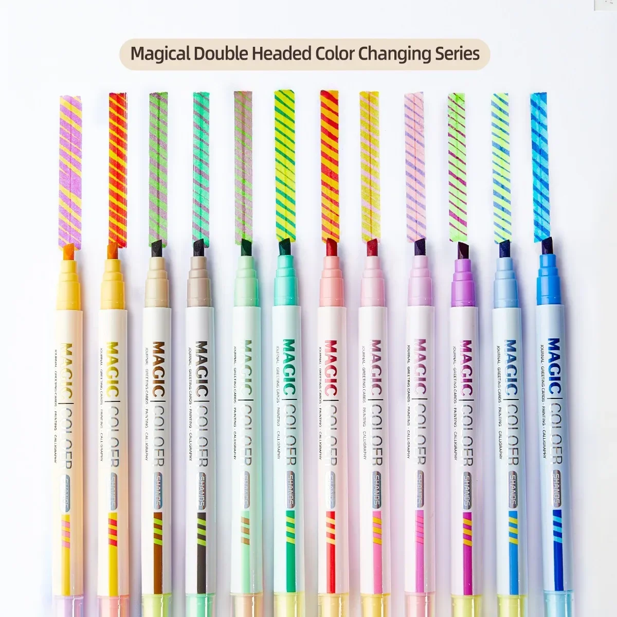

​Magic Changing Highlighter 6/12 Pack Dual Tip Markers for Art Study School Supplies Students Kids Vibrant Ink Coloring Pens