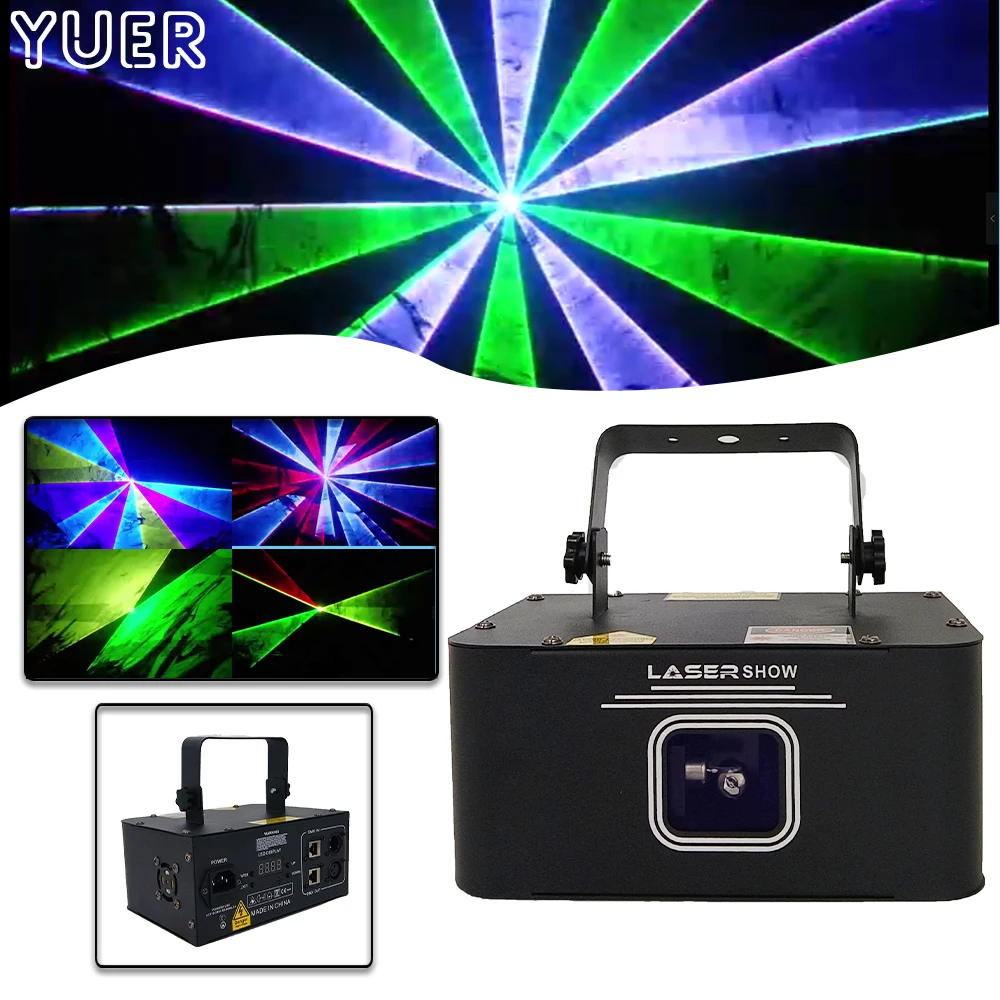 

New RGB 2W 15Kpps Laser Scanning Beam Stage Lighting DMX512 Control XLR RJ45 Connector Projector Dj Party Decoration Dance Lamp