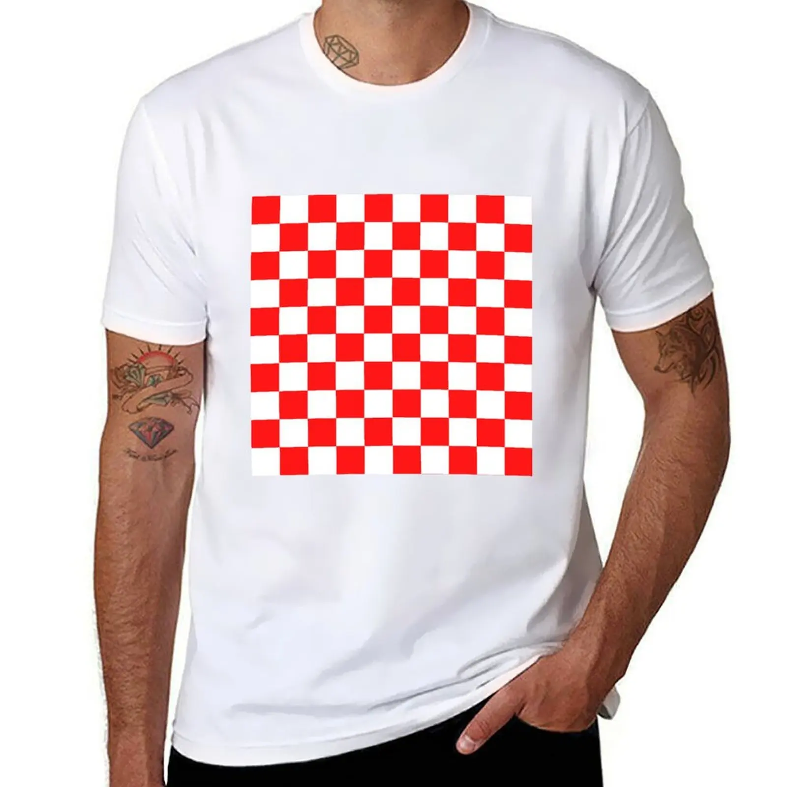 

shirts shirts t shirt and cotton funny Red for man man Pattern for T-Shirt t t men White Checkerboard