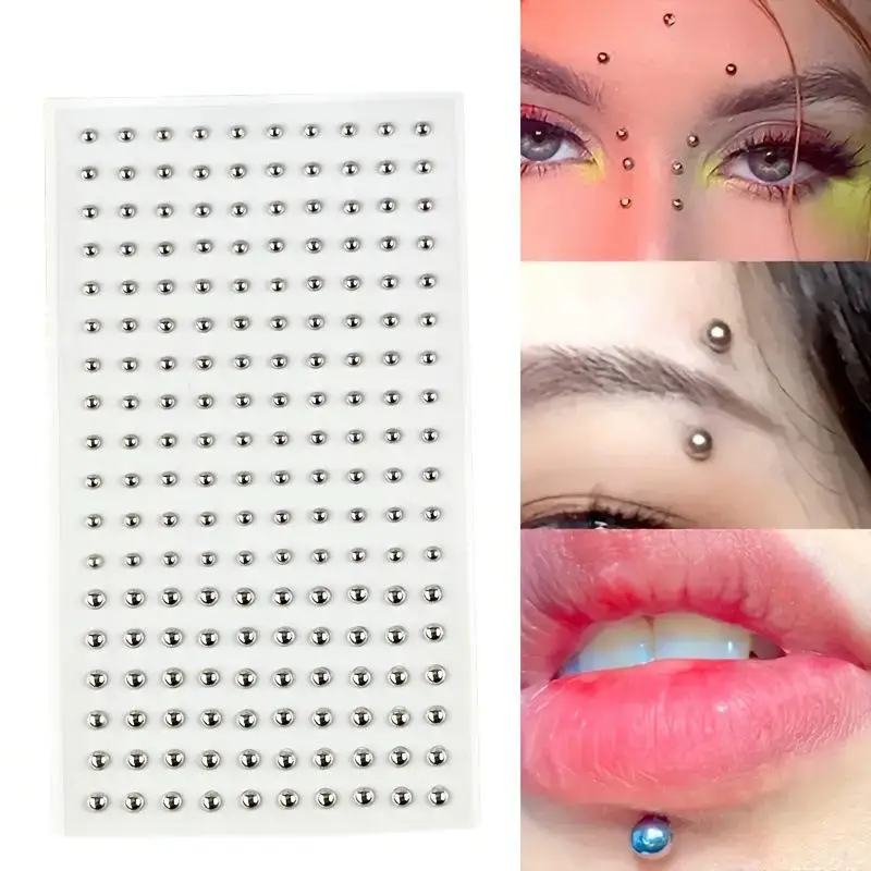 2Pcs Waterproof Reusable Fake Lip Nail Eyebrow Non Piercing Lip Nails Sticker Selfadhesive Nose Ring Body Belly Button Jewelry - view 3