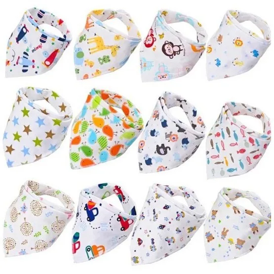 Baby Bibs High Quality Triangle Double Layers Cotton Cartoon Animal Print Baby Bandana Bibs Burp Cloth Baby Stuff