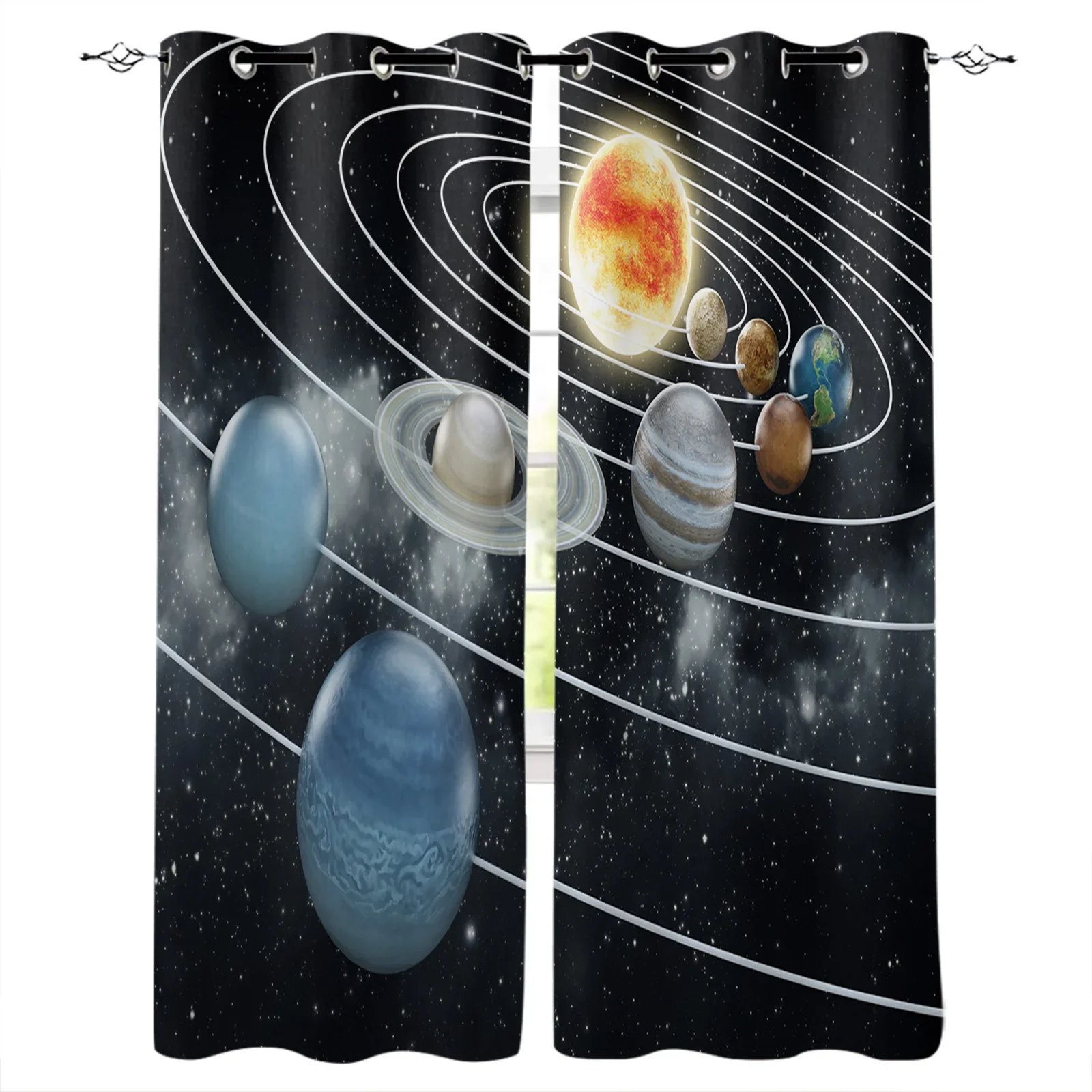 Planet Solar System Space Alien Blackout Curtains Window Curtains For Bedroom Living Room Decor Window Treatments