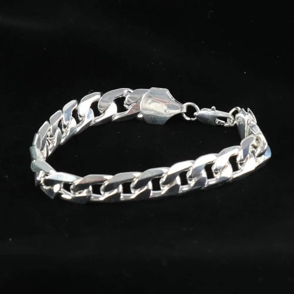 Chain Bracelet Exquisite Durable Sliver Plated Sideways Luxurious Men Bangle for Business