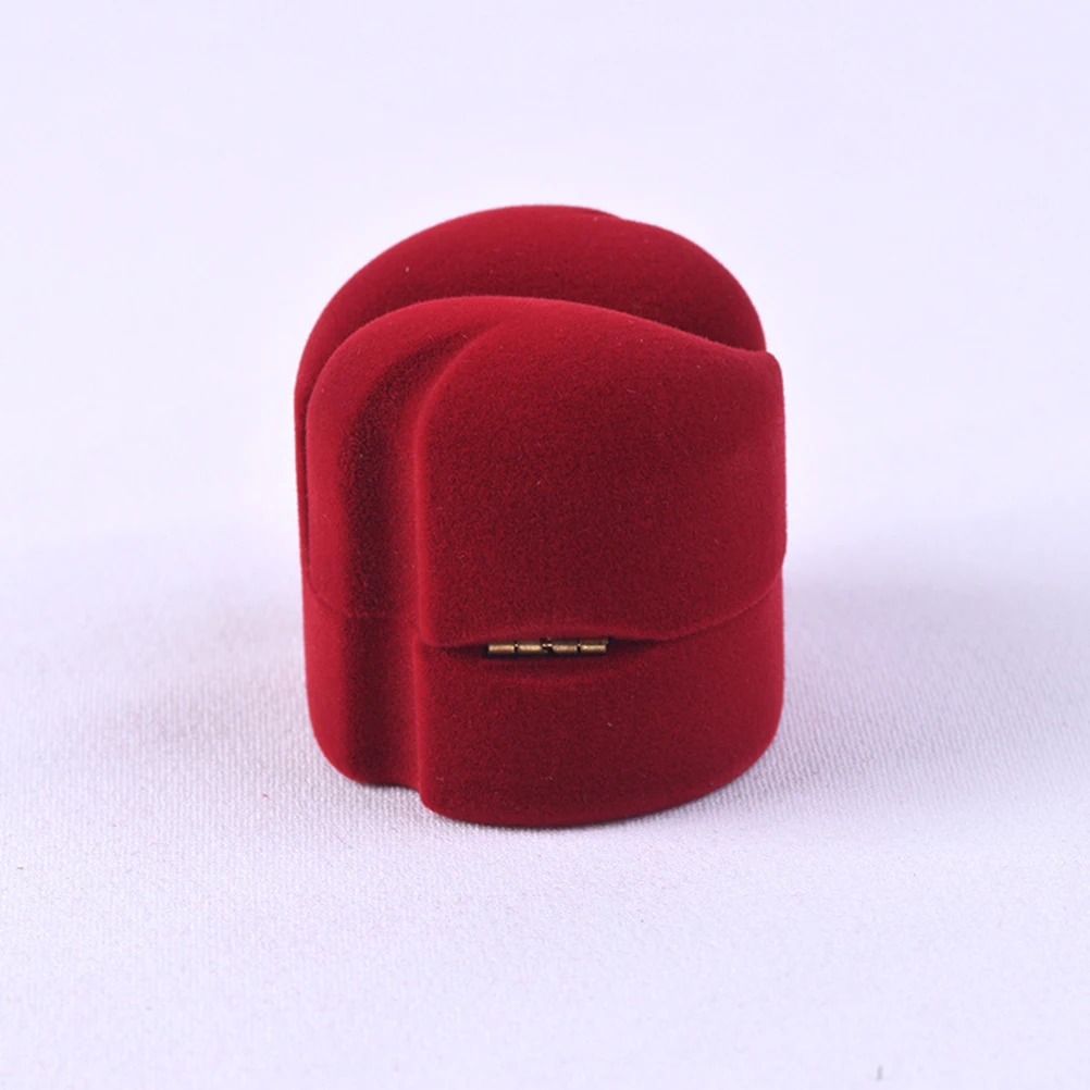 

3pcs Red Pair Ring Jewelry Box Flannel Jewelry Case Earrings Necklace Holder Gift Storage Display Wedding Birthday Christmas