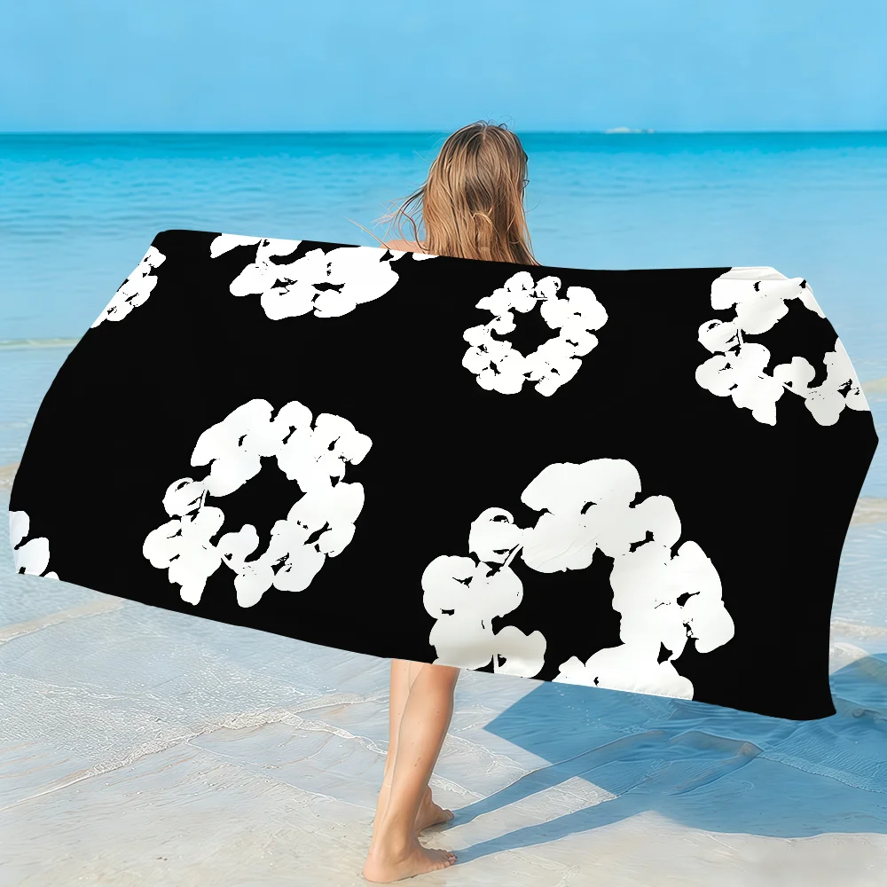 Fashion D-Denim Brand T-tears-S Towel Soft Lightweight Anti-Sand Large Beach Towel Quick-Drying Bath Sports Family