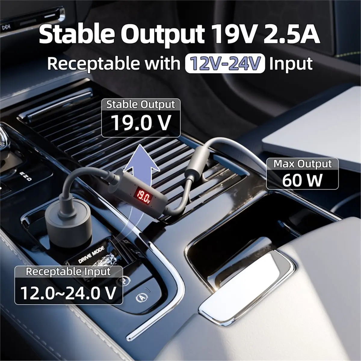 ABZJ For Starlink Mini Car Charger with Voltage Display 12V to 24V Step-Up Power Adapter Car Cigarette Lighter Adapter