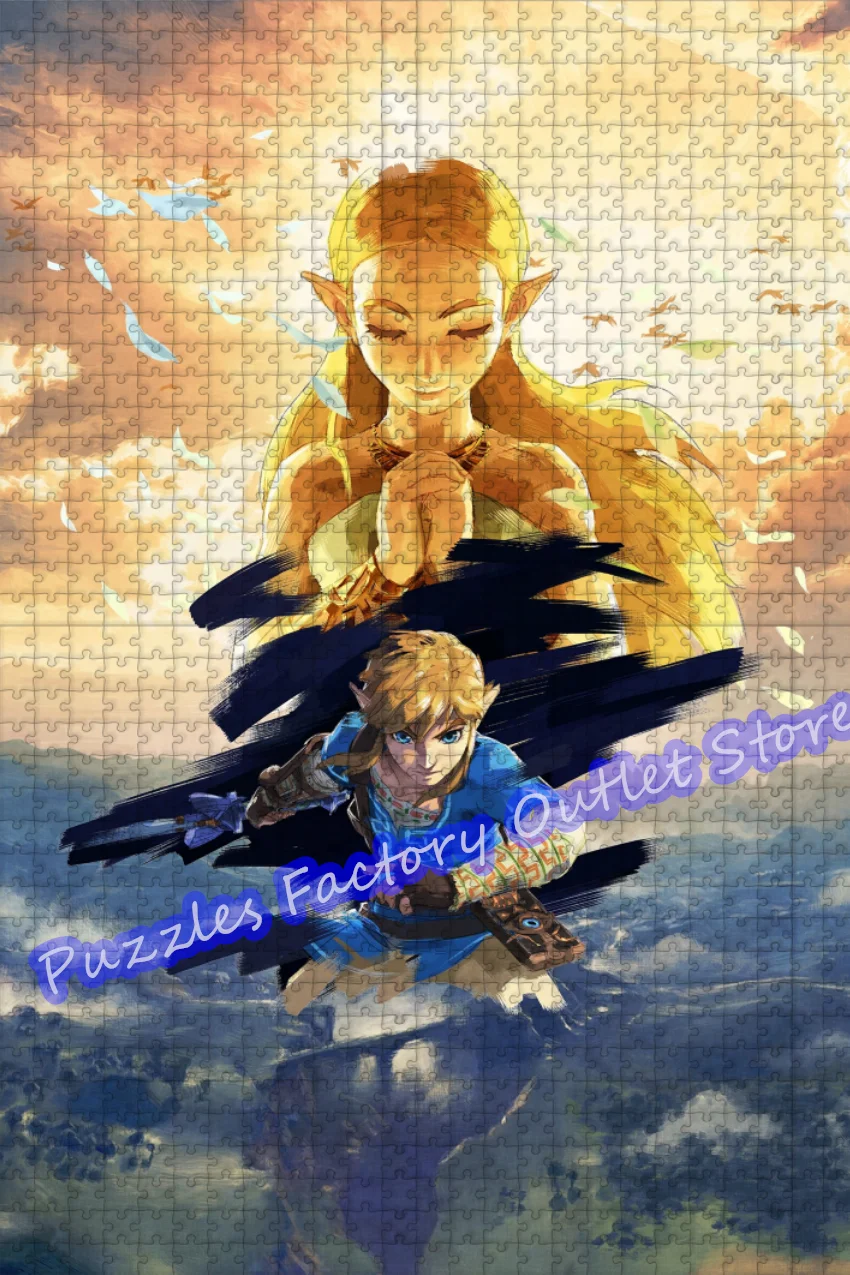 Zelda Game Video Print Puzzle 300/500/1000 Pieces Anime Figure Jigsaw Puzzles for Kids Decompress Educational Toys Gifts