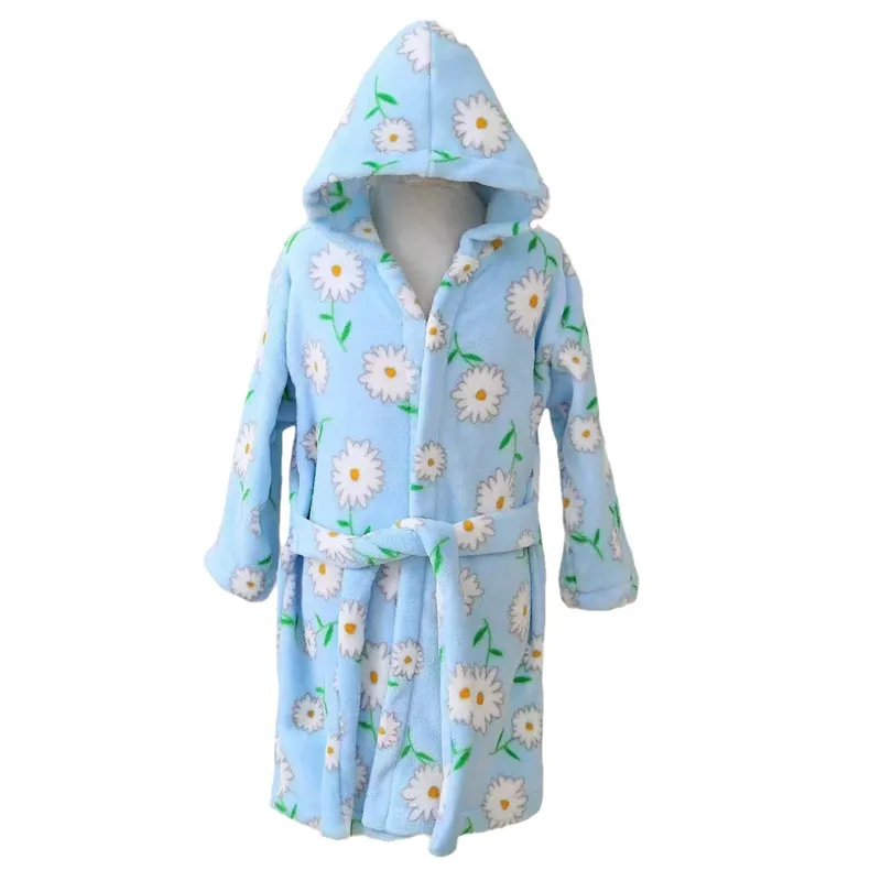

Халаты для девочек, детские флисовые банные халаты с капюшоном на осень и зиму, бархатное пижамное платье, От 2 до 7 лет