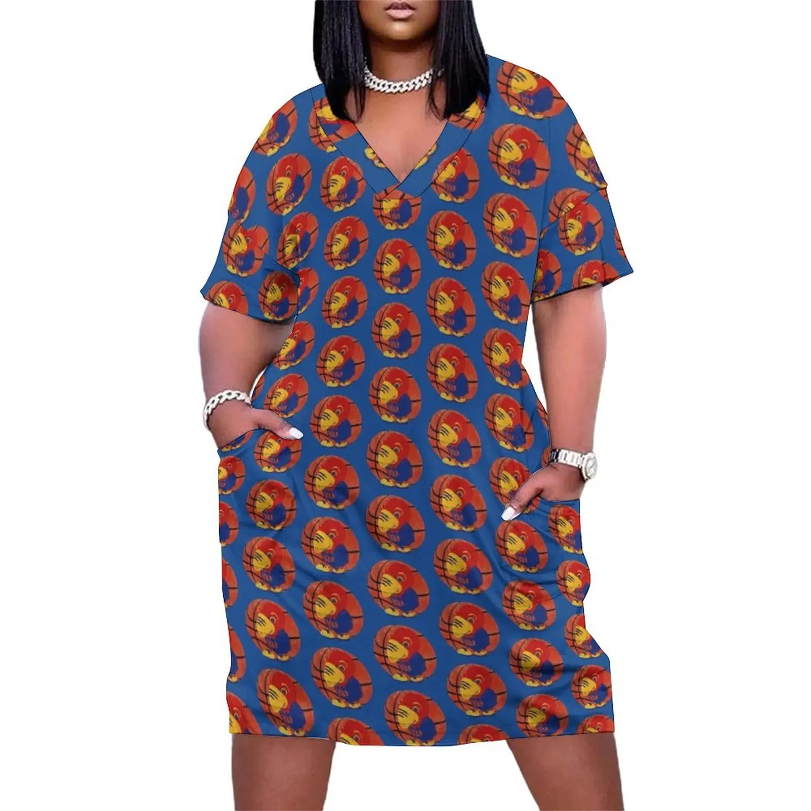 Old Time KU Jayhawk basket-ball robe ample avec poches robes style coréen robe sexy pour les femmes
