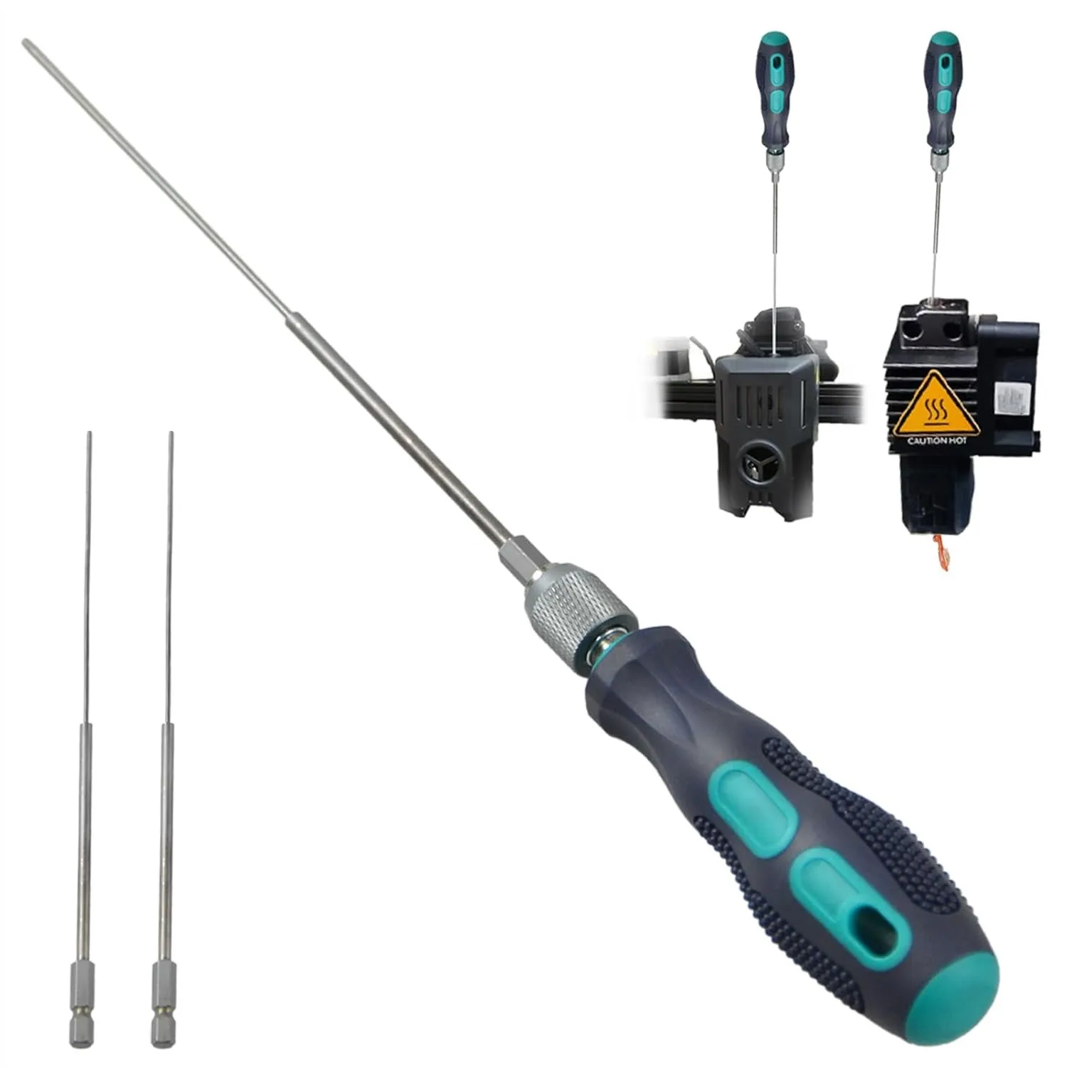 

3D Printer Nozzle Cleaning Kit with S2 Alloy Steel Needle, 200mm Reach for 1.75mm Nozzles, Removable Handle