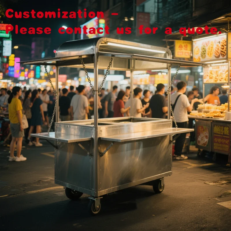 custom.Thickened Stainless Steel Commercial Multifunctional Food Trolley Cart Cafeteria Food Cart With Wheels Can Be Moved Stall