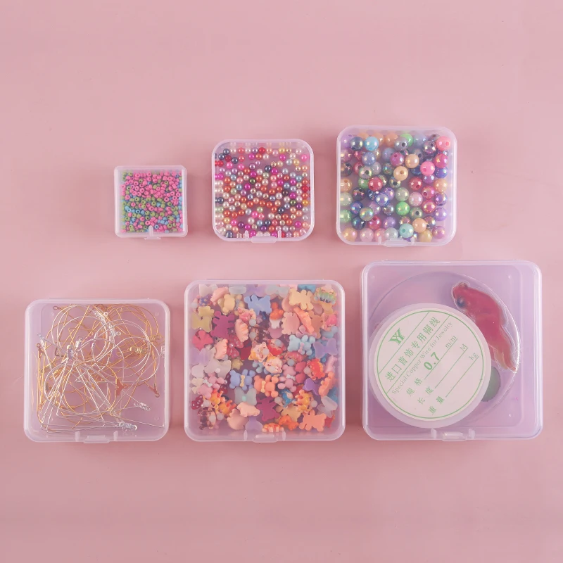 Transparent Plastic Storage Box Case 6Sizes Square Container Packaging for Crafts Beads Earring Jewelry Boxes Tools Organizer